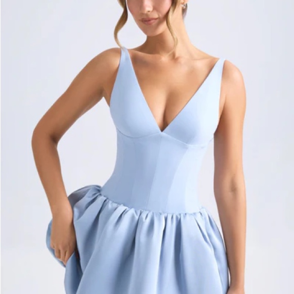Oh Polly blue bubble corset drop waist dress